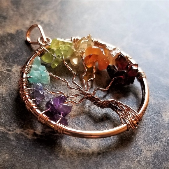 Jewelry - Gem Stone Tree of Life Pendant Necklace